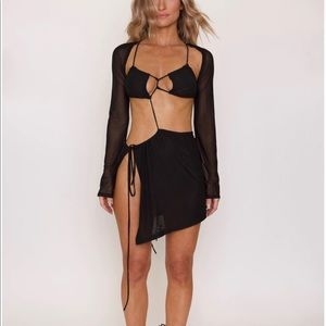 Black mesh mini dress